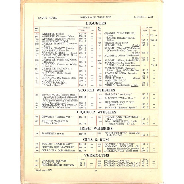 "A Book of Wine and the Wholesale Prices of Wines in the Savoy Cellar" 1937 For Sale - Image 10 of 16