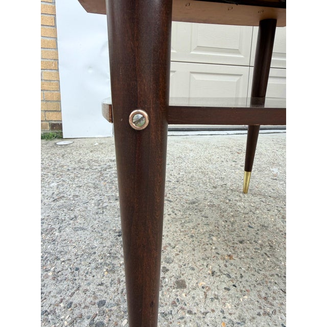 Vintage Tiled Walnut Laminate Two-Tiered End Table For Sale - Image 4 of 8