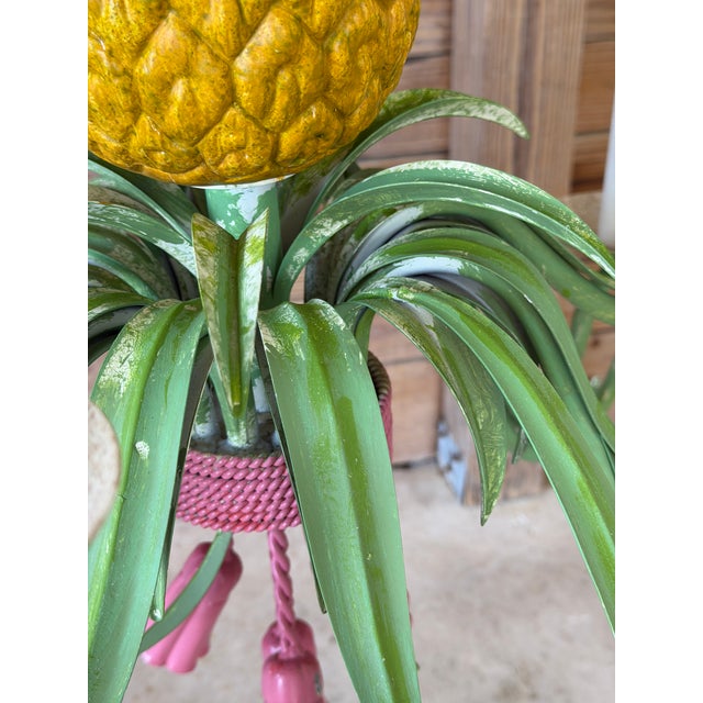 Currey & Company Vintage Whimsical Coastal Regency Pineapple Tole Nine-Light Chandelier For Sale - Image 4 of 12