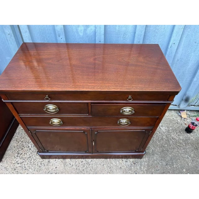Brown Pair Drexel New Travis Court Collection Mahogany Servers-Buffets Cabinets 1930s For Sale - Image 8 of 12