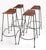 Set of four wrought iron and wicker bar stools, in very good, original, clean and ready to use condition, showing only...