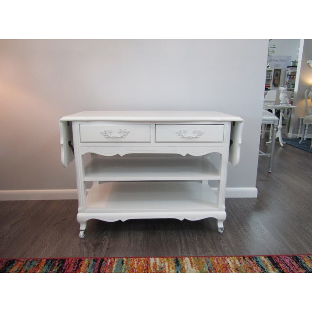 French Drop Leaf Bar Cart Refinished In White Lacquer Chairish