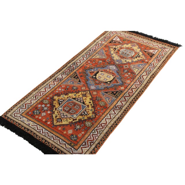 Rug & Kilim Rug & Kilim’s Soumak Style Rug in Orange and Gold Medallion Pattern For Sale - Image 4 of 6