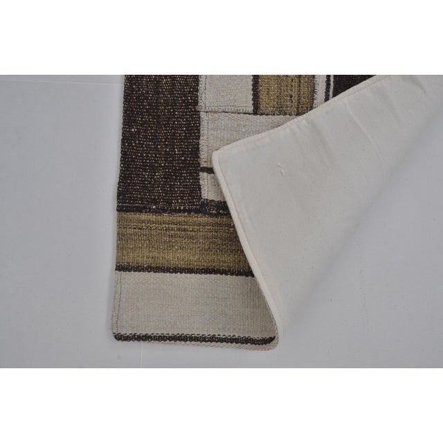 Off-white Vintage Handwoven Decorative Hallway Kilim Runner For Sale - Image 8 of 10
