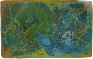 Earl Winston Escher Mid-Century Modernist Abstract Lithograph in Blue and Green