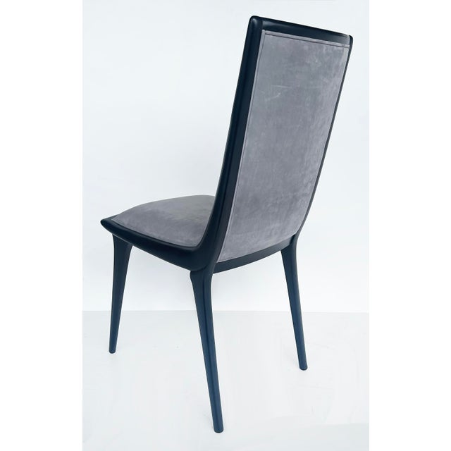 Gray Annibale Colombo Lacquered Suede Dining Chairs- Set of 6 For Sale - Image 8 of 12