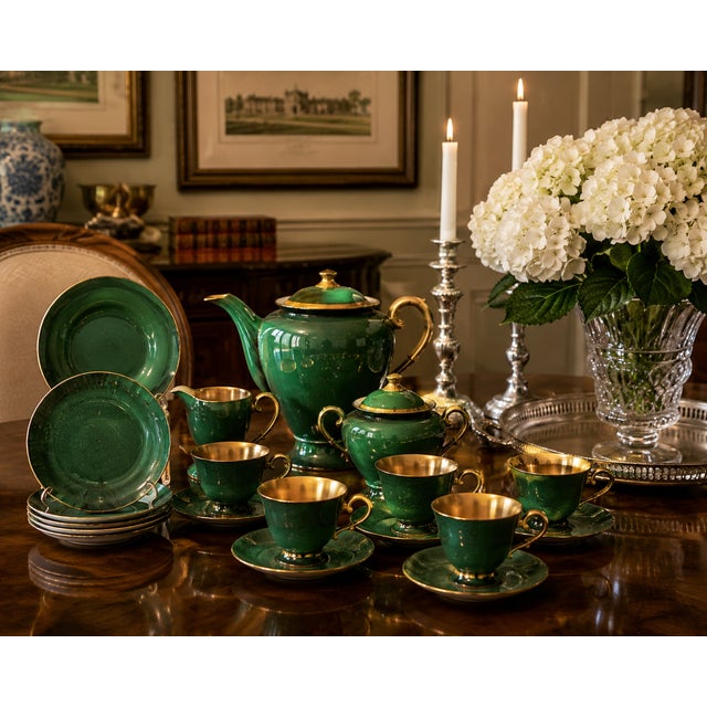 Vintage Carlton Ware "Vert Royale" English Tea & Coffee Service for Six Elegant vintage Carlton Ware "Vert Royale" tea and...