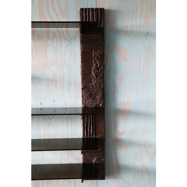 Paul Evans Pe71 Bronzed Resin and Glass Floating Bookshelf Wall Unit C. 1970s For Sale - Image 11 of 16