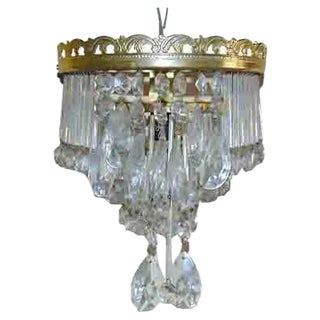 Vintage Brass, Glass, and Crystal Sconce, 1970s For Sale