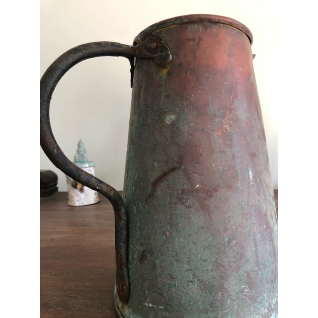 Early 1900s Copper Verdigris Pitcher Vase For Sale - Image 9 of 11