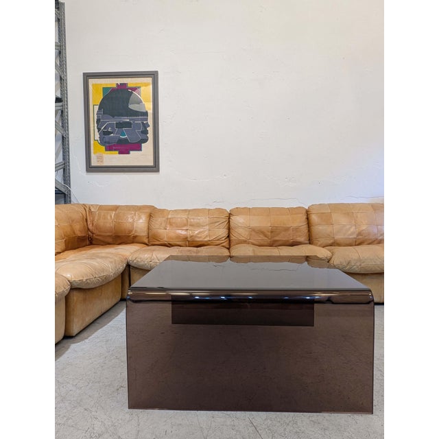 Mid-Century Modern Square Smoked Glass Coffee Table, 1970s For Sale - Image 3 of 11