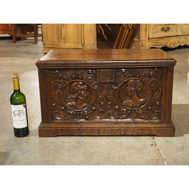 17th Century Northern France Wedding Chest in Carved Oak For Sale - Image 12 of 12