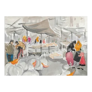 1950s Ivy Attwell Turkish Market Watercolor