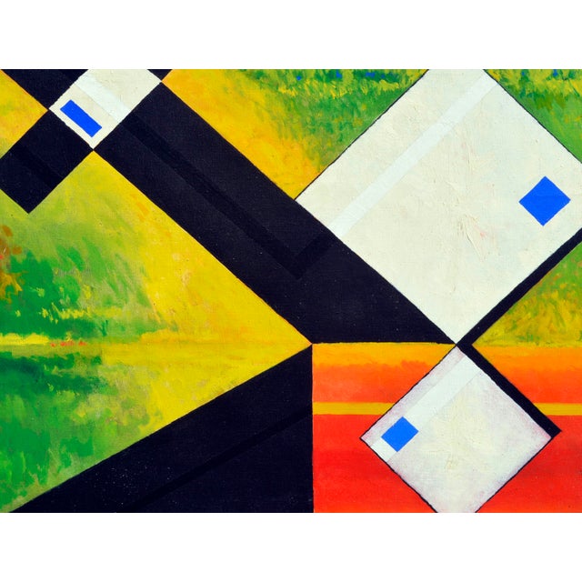 Stunning white cubes, a substantial abstract expressionist oil painting by James McCray (American, 1912-1993). Unsigned,...
