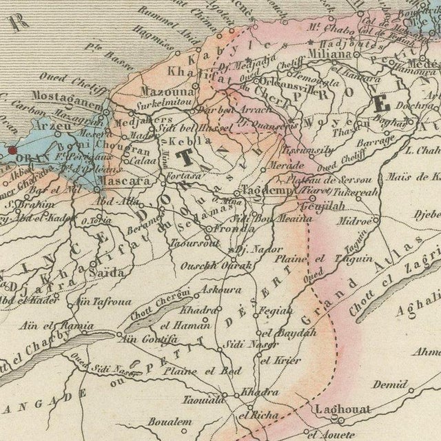 Antique Map of French Algeria, Algiers and Abd El-Kader, 1860 For Sale - Image 6 of 12