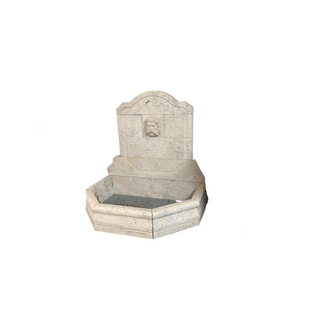 2000 - 2009 Vintage Neoclassical Cast Stone Wall Fountain With Carved Bacchus Spout For Sale - Image 5 of 9