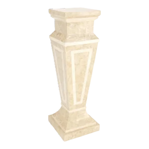 Mid Century Tessellated Stone Inlay Square Tapered Shape Decorative Pedestal