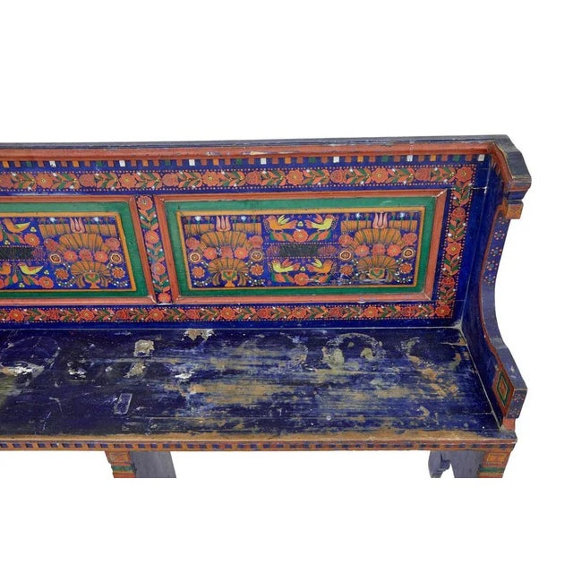 19th Century Folk Art Hand Painted Corner Seat For Sale - Image 3 of 11
