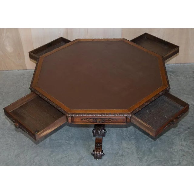 Antique Gothic Revival Hand Carved Lions Head Centre Occasional Table For Sale - Image 14 of 17