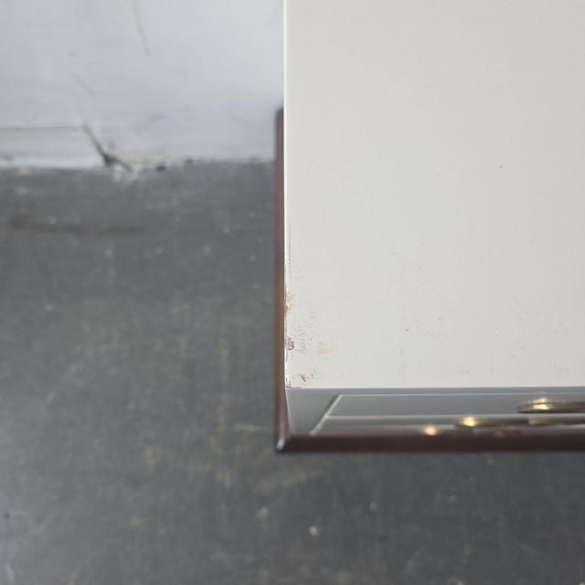 Henredon Henredon White 3-Drawer End Tables With Brass Pulls - Pair For Sale - Image 4 of 6