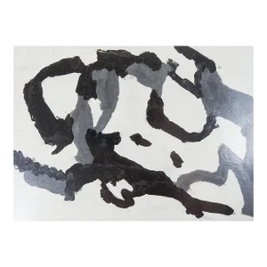 Vintage Mid Century Abstract Gray & White Painting