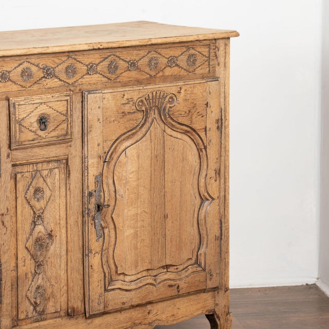 19th Century French Long Bleached Oak Three Door Sideboard Buffet For Sale - Image 9 of 13