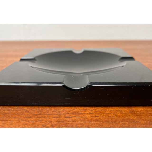 Vintage Black Glass Ashtray, 1980s For Sale - Image 11 of 15