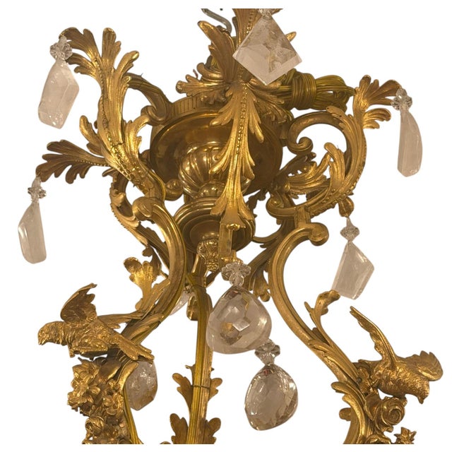 1880s Louis XVI 42-Light Dore Bronze & Rock Crystal Chandelier Signed b.r For Sale - Image 11 of 15