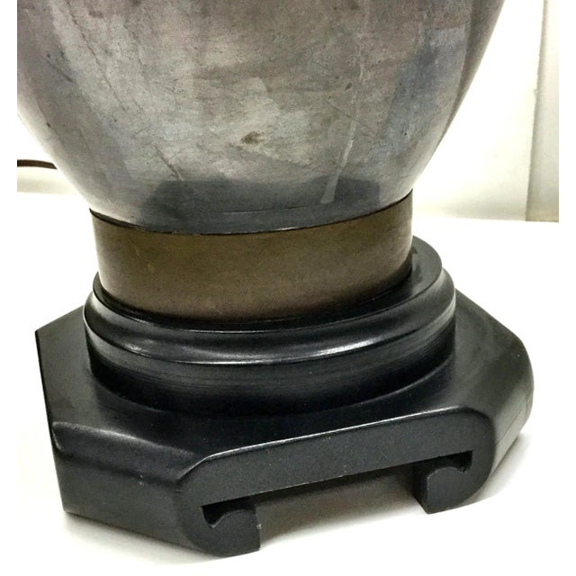 Brass 1960s Large Frederick Cooper Pewter Brutalist Table Lamp For Sale - Image 8 of 11