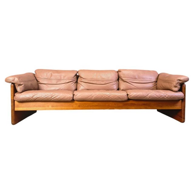 Danish Leather and Teak 3-Seater Sofa from Mikael Laursen, 1970s For Sale - Image 15 of 15