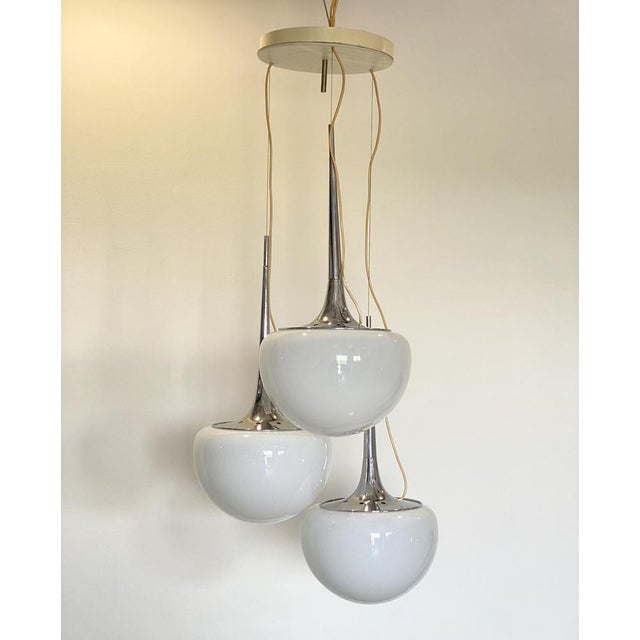 Space Age Hanging Light in Glass and Chromed Steel, 1970s For Sale - Image 15 of 15