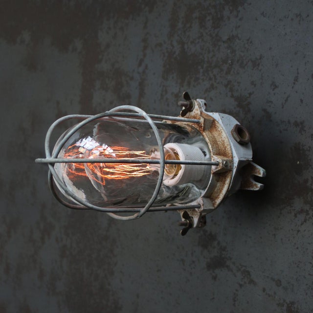 Industria rotterdam industrial cage light grey cast iron with clear glass depending on destination, all lights are rewired...