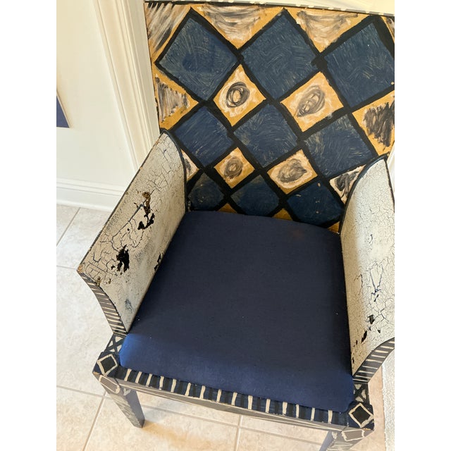 John Wilkie One-of-a-Kind Hand-Painted Whimsical Artisan Accent Chair For Sale In Cleveland - Image 6 of 14