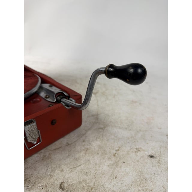 Metal Vintage Portable Hand-Crank Gramophone, 1930s For Sale - Image 7 of 18