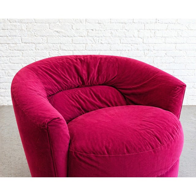 Pink Postmodern Pink Swivel Lounge Chair / Armchair in the Style of Vladimir Kagan, C. 1980's For Sale - Image 8 of 9