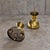Postmodern brass hammered diabolo shaped candles / height 26 cm / 1970s These are vintage diabolo-shaped brass pricket...