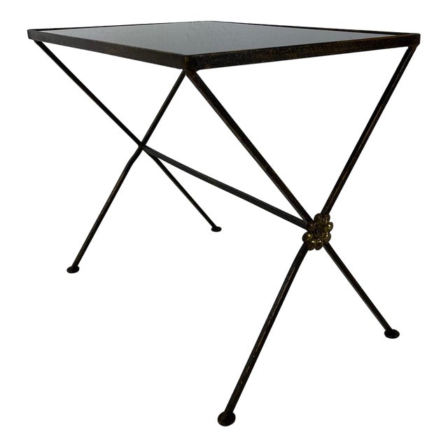 Modernist Nesting Tables in Metal and Black Glass, 1950s, Set of 2 For Sale