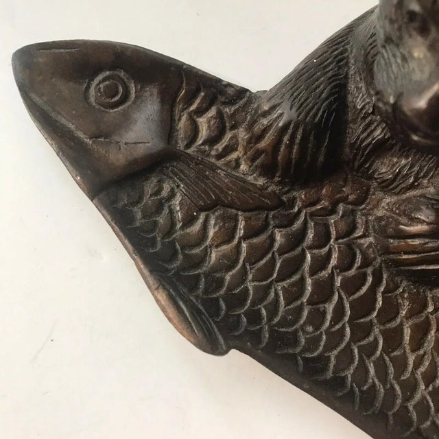 1980s 1980s Bronze Cat & Fish Pen Tray For Sale - Image 5 of 6