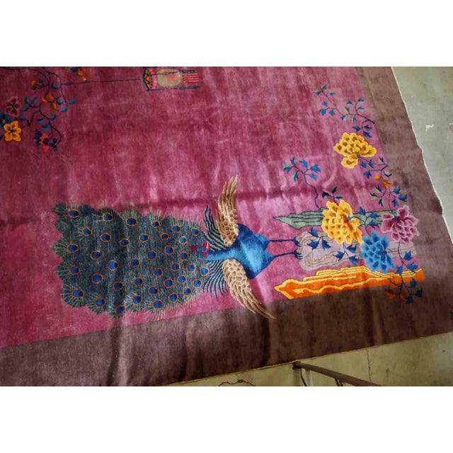 Art Deco 1920s Antique Handmade Art Deco Chinese Rug For Sale - Image 3 of 8