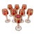 Early 20th Century Moser Bohemian Cut to Clear Paneled Cranberry Red Gold Gilt Stemmed Cordial Glasses - Set of 8 For Sale