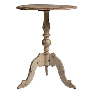 1900-1909 France Weathered Whitewash Cerused Oak Tripod Pedestal Table For Sale
