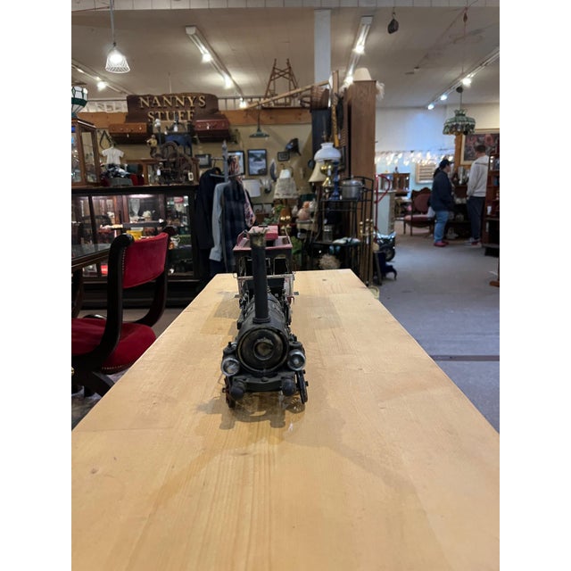 Industrial Vintage Decorative Metal Train Model With Passenger Car For Sale - Image 3 of 6