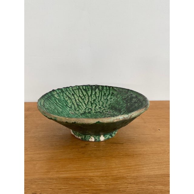 Moroccan Large Vintage Moroccan Tamegrout "Zlafa" Glazed Terra Cotta Bowl For Sale - Image 3 of 8