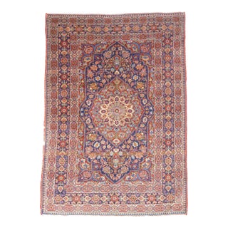 Antique Persian Kashan Rug 4'0" X 5'9'' For Sale