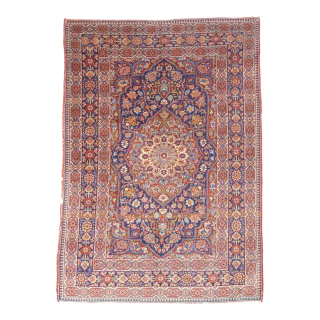 Antique Persian Kashan Rug 4'0" X 5'9'' For Sale