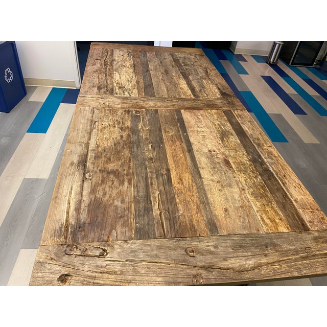 Restoration Hardware Reclaimed Wood and Iron Dining Table Conference Room Table For Sale - Image 12 of 12