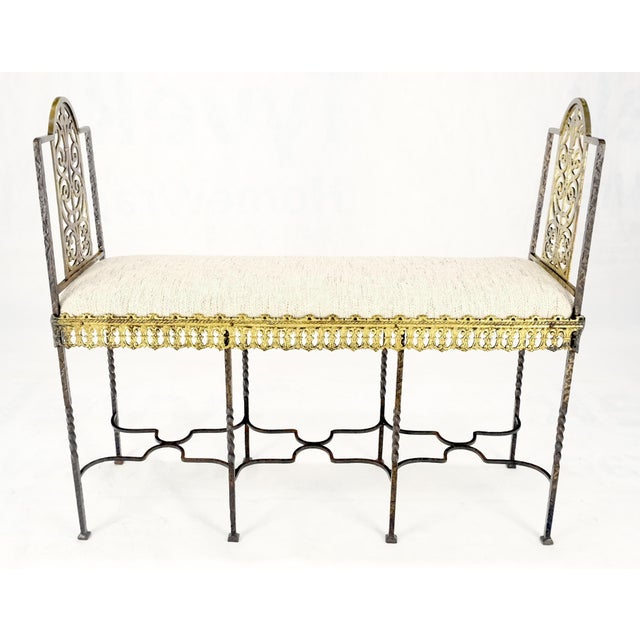Antique Solid Brass & Steel Fine Gothic Style Compact Decorative Window Bench For Sale - Image 4 of 8