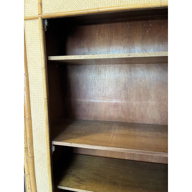 1970s Vintage Bamboo & Raffia Armoire For Sale In Tampa - Image 6 of 6