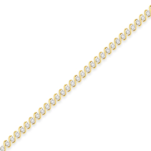 Contemporary Yellow Plated Sterling Silver Round-Cut Diamond Bracelet (0.5 cttw, H-I Color, I2-I3 Clarity) For Sale - Image 3 of 6