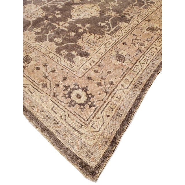 Antique Oushak Carpet, Oriental Rug, Handmade Grey, Muted Shrimp, Soft Creams For Sale In New York - Image 6 of 17
